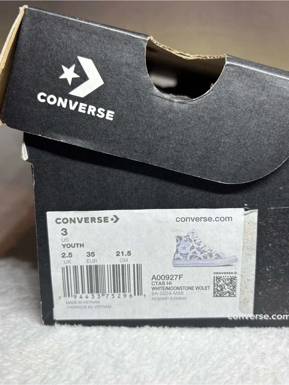 Converse Kids High-Top Sneakers in White with Pastel Unicorn Print
